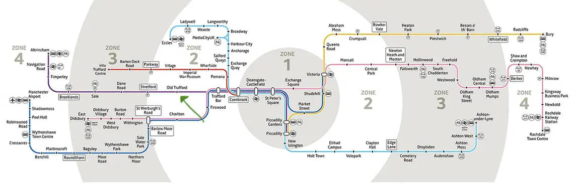 Straßenbahnnetz Manchester