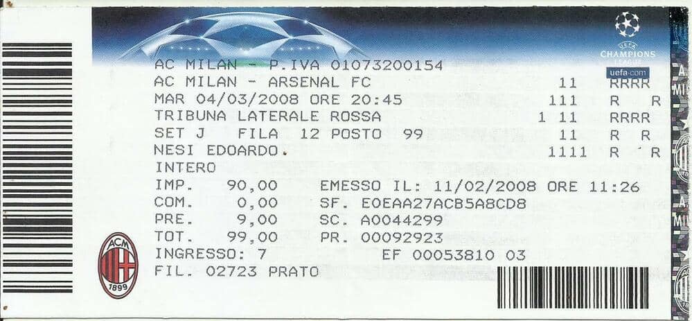 Fodbold billet AC Milan