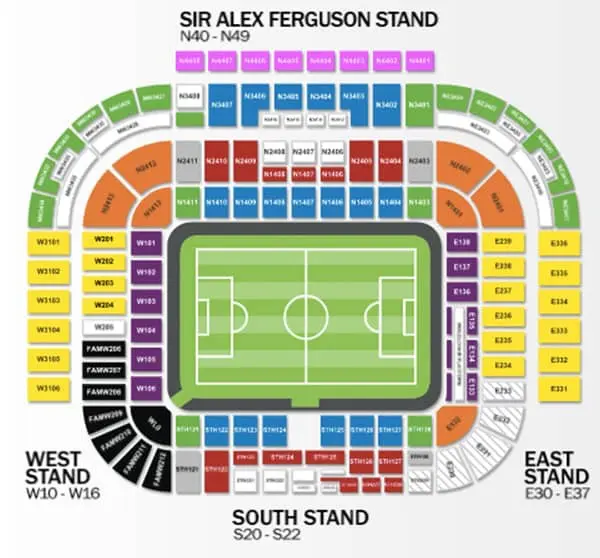 Bordplan Old Trafford