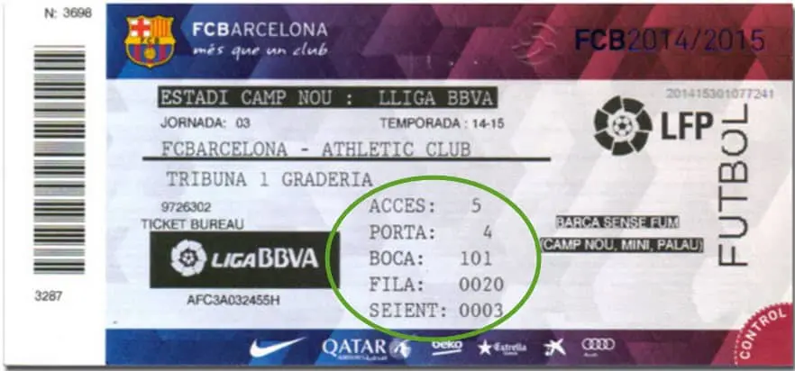 camp nou fc barcelona billet