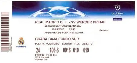 Fotbollsbiljett Real Madrid