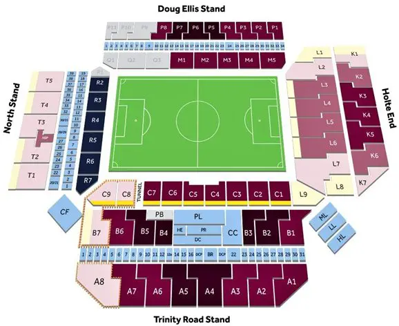villa park stadion kaart