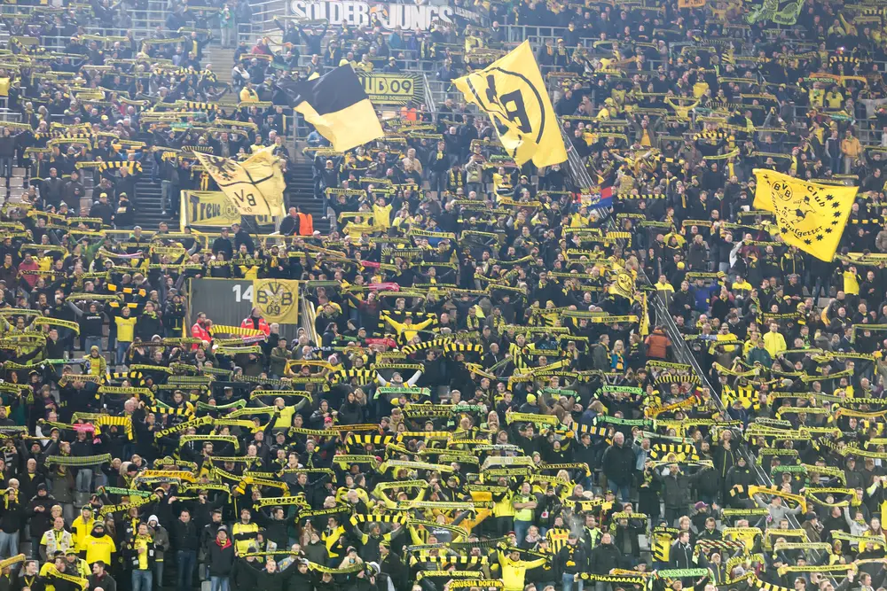 Dortmund,,Germany-,December,10,,2015:,Dortmund,Fans,Celebrating,For,Their Dortmund,,Germany-,December,10,,2015:,Dortmund,Fans,Celebrating,For,Their