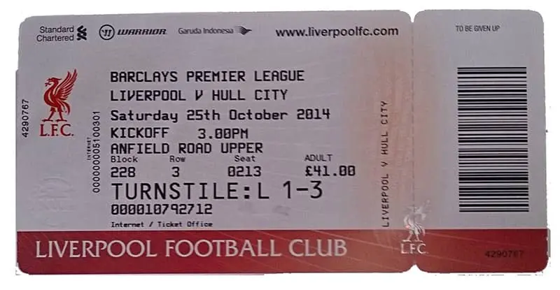 Voetbalticket FC Liverpool