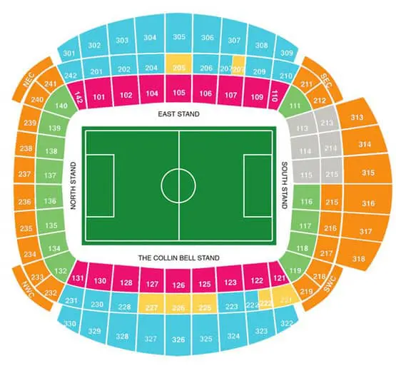Plattegrond Etihad stadion