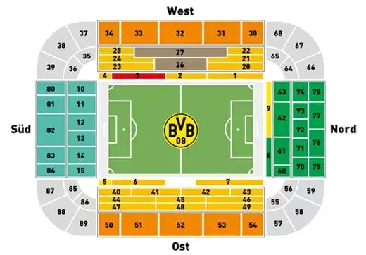 mapa do estádio borussia dortmund