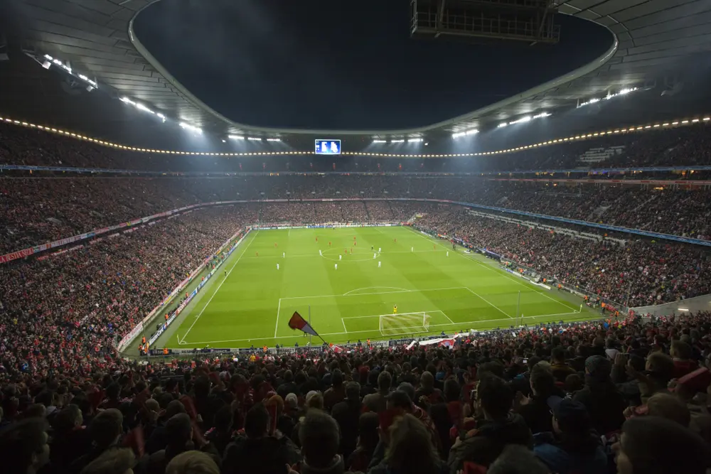 Inside,Allianz,Arena,,Soccer,Stadium,At,Night,,Munich,,Germany